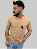 Erkek Skull Sıfır Yaka Basic Bisküvi Tişört - 6