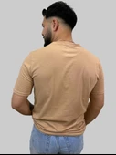 Erkek Skull Sıfır Yaka Basic Bisküvi Tişört - 5