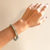 316L Çelik Zirkon Taşlı  İtalyan Charm Kadın Kelepçe Bileklik BLK-1005 - 2