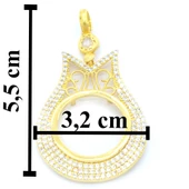 Altın Kaplama Lale Model Zirkon Taşlı Çeyrek Çerçeve İçi Boş Kadın Kolye Ucu TGR-466 thumbnail 4