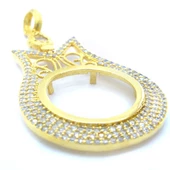 Altın Kaplama Lale Model Zirkon Taşlı Çeyrek Çerçeve İçi Boş Kadın Kolye Ucu TGR-466 thumbnail 3