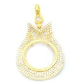 Altın Kaplama Lale Model Zirkon Taşlı Çeyrek Çerçeve İçi Boş Kadın Kolye Ucu TGR-466 thumbnail 1