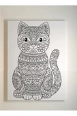 35x50 Resimli Tuval Mandala - Kedi1 Resimli BOYASIZ FIRÇASIZ - 1
