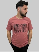 Erkek Tiger Sıfır Yaka Basic Gül Kurusu Tişört - 7