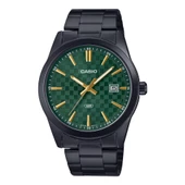 CASIO MTP-VD03B-3AUDF SİYAH İYON KAPLAMA YEŞİL KADRAN ERKEK KOL SAATİ - 1