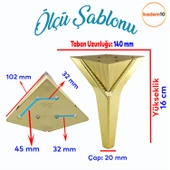 Empoli Lüks Mobilya Oturma Yükseltici Kanepe Sehpa TV Ünite Koltuk Ayağı Baza Ayakları Altın 16 cm thumbnail 2