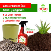 Ogsa Farm Çiçek Toprağı, Çimlendirici, Saksı Seti. Köklendirici Sprey Hediyeli - 1