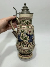 Porselen Kabartmalı Alman Bira Bardağı 39cm - 12
