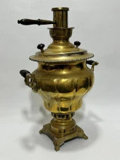 Antika Ahşap Saplı Pirinç Semaver 50x35x35 cm - 7