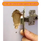 Dolap Kapak Tas Taş Menteşe Tamir Sacı Saç Nobel Pratik Onarım Kiti 6,5x9 cm Yuva Tablası 8 Adet - 4
