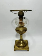 Antika Kristal Detaylı Pirinç Gaz Lambası 50 cm - 2