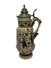 Porselen Kabartmalı Alman Bira Bardağı 39cm - 1