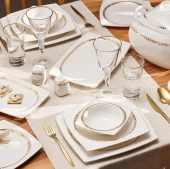 Emsan Başak Gold Fıne Bone Yemek Takımı 60 Parça Kare - 1
