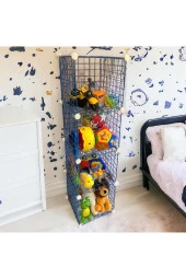 4 Bölmeli Tel Küp Çok Amaçlı Organizer Raf Mavi 33cm Mutfak, Oyuncak, Kiler, Depolama Rafı - 1