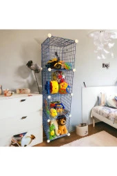 4 Bölmeli Tel Küp Çok Amaçlı Organizer Raf Mavi 33cm Mutfak, Oyuncak, Kiler, Depolama Rafı - 3
