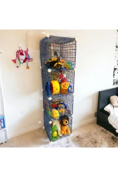 4 Bölmeli Tel Küp Çok Amaçlı Organizer Raf Mavi 33cm Mutfak, Oyuncak, Kiler, Depolama Rafı - 4