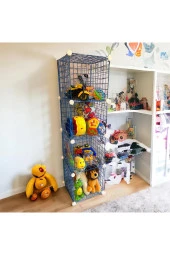 4 Bölmeli Tel Küp Çok Amaçlı Organizer Raf Mavi 33cm Mutfak, Oyuncak, Kiler, Depolama Rafı - 6