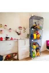 4 Bölmeli Tel Küp Çok Amaçlı Organizer Raf Mavi 33cm Mutfak, Oyuncak, Kiler, Depolama Rafı - 7