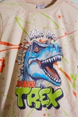 Krem T-rex Baskılı Yazılı Erkek Çocuk Şortlu Takım 18709 - 2