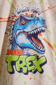 Krem T-rex Baskılı Yazılı Erkek Çocuk Şortlu Takım 18709 - 3