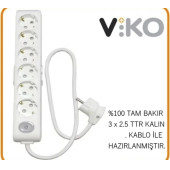 VİKO 6 Lİ 3X2.5 UZATMA SEYYAR KABLO 6 METRE - 1