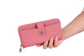 Bagacar Bozuk Para ve Telefon  Bölmeli Kullanışlı Cüzdan Pembe - 1