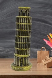 Vintage Metal İtalya Pisa Kulesi Biblo Antik Bronz 18 cm thumbnail 7
