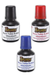 Siyah Mavi Kırmızı Yazı Tahta Kalemi ve Mürekkebi 30 ml Brons Tahta Kalemi Mürekkebi Seti - 4