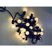 5 Metre 28 Led Fişli Sarı Işık Mini Top Led Siyah Kablo - 1