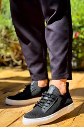 KB-110 Siyah Triko Yüksek Taban Bağcıklı Günlük Erkek Ayakkabı thumbnail 2