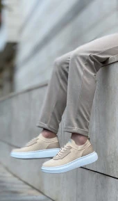 BA0812 Özel Örme Triko Tarz Krem Renk Spor Ayakkabı thumbnail 1