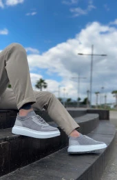 BA0812 Özel Örme Triko Tarz Gri Renk Spor Ayakkabı thumbnail 1