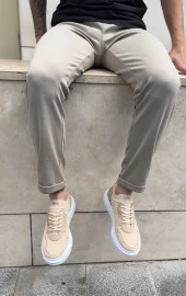 BA0812 Özel Örme Triko Tarz Krem Renk Spor Ayakkabı thumbnail 2