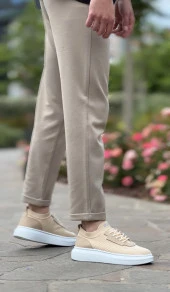 BA0812 Özel Örme Triko Tarz Krem Renk Spor Ayakkabı thumbnail 7