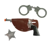 Gösteriler İçin Kovboy Sheriff Kelepçesi ve Rozet Kostüm Seti 3 Parça - 1