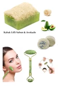 3'lü Set Kabak Lifli Sabun Avokado Çift Taraflı Yüz Masaj Aleti Peeling Sivilce,Leke,Akne Ruşur Taşı - 1
