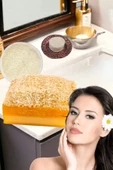 3'lü Set Kabak Lifli Keçi Sütü & Limon Sabun Peeling Sivilce Leke Akne Ruşur Taşı Lifli Yüz Kesesi - 2