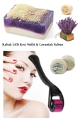 3lü Peeling Cilt Bakım Kabak Lifli Keçi Sütlü Lavanta Sabun Yaşlanma Karşıtı 540 iğne Dermaroller - 1