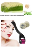 3lü Set Tüm Cilt Temizleme Bakım Taşı Aloe Vera Keçi Sütlü Lifli Sabun Cilt Yenileme Dermaroller - 1