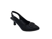 Zerhan 72 Kadın Siyah Tokalı Burnu Kapalı Arkası Açık Topuku Ayakkabı - 4