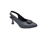 Zerhan 72 Kadın Platin Tokalı Burnu Kapalı Arkası Açık Topuku Ayakkabı - 4