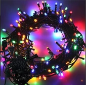 10m Boncuk Lamba RGB 8 Fonksiyon 100 Led Fişli Uzatma Kablolu siyah kablo - 1