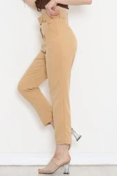 Kemerli Pileli Pantolon Camel - 20318.683. - 3