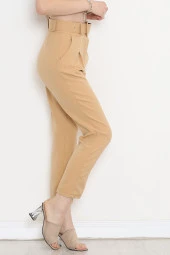Kemerli Pileli Pantolon Camel - 20318.683. - 5