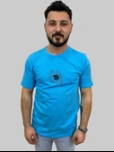 Erkek Youare Sıfır Yaka Basic Turkuaz Tişört - 7