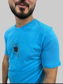 Erkek Youare Sıfır Yaka Basic Turkuaz Tişört - 8