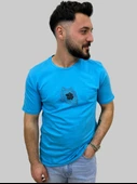 Erkek Youare Sıfır Yaka Basic Turkuaz Tişört - 6