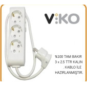 VİKO 3 LÜ 3X2.5 UZATMA SEYYAR KABLO 7 METRE - 1