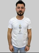 Erkek Astrology Sıfır Yaka Basic Beyaz Tişört - 1