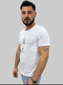 Erkek Astrology Sıfır Yaka Basic Beyaz Tişört - 2